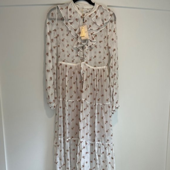 Doen Dresses & Skirts - Doen Faye Dress in Salt White Embroidered Midi Dress Boho Bridal XS NWT